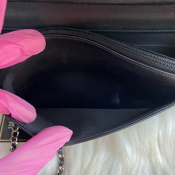 ❌SOLD ON E🅱️🅰️Y❌🌼 Chanel Caviar CC Timeless BLACK WOC With Card &dust bag SHW - Picture 14 of 17